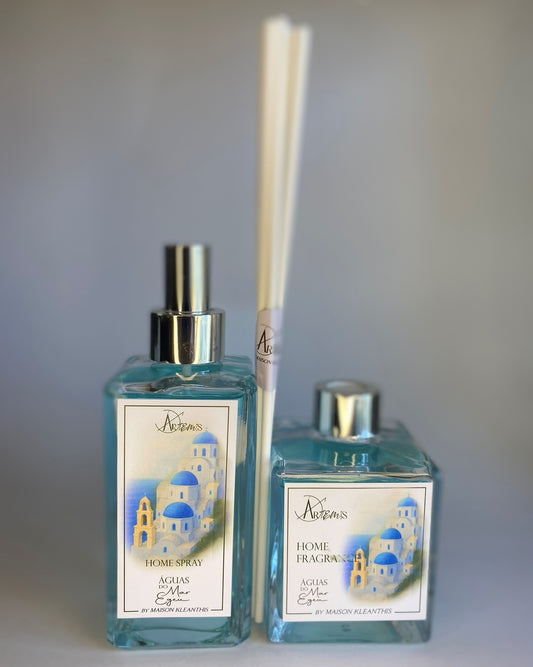 Kit Home Spray e Difusor com varetas Águas do Mar Egeu (Notas oceanicas)