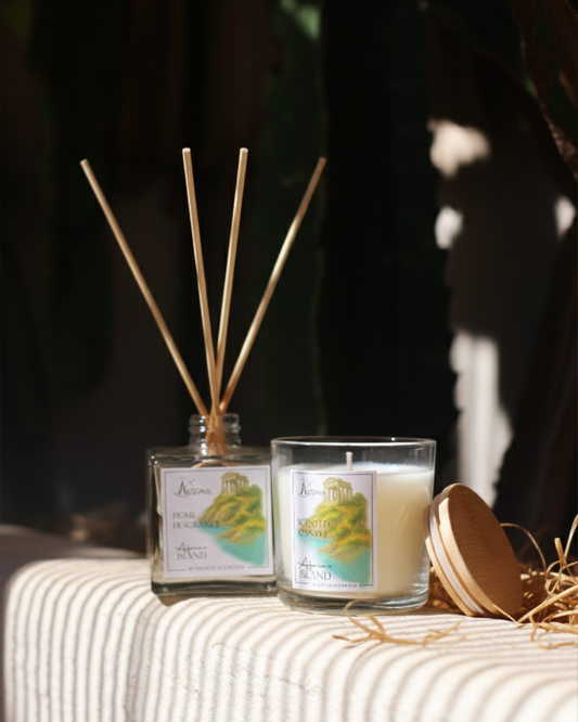 Kit Difusor com varetas  e Velas Aromaticas Afaia´s Island (Flor de Figo)
