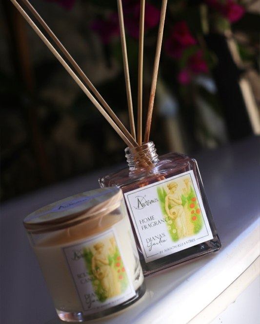 Kit Difusor com varetas e Vela Aromática Diana’s Garden – (Chá Branco)