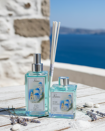 Kit Home Spray e Difusor com varetas Águas do Mar Egeu (Notas oceanicas)