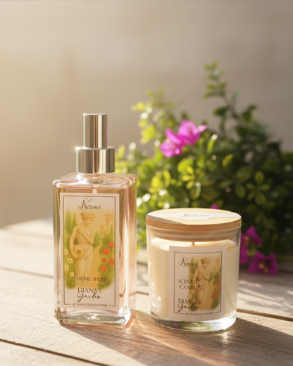 Kit Home Spray e Vela Aromática Diana’s Garden – (Chá Branco)